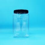 Transparent Packaging Jars Square Shape Plastic PET Black Lid For Food Candy