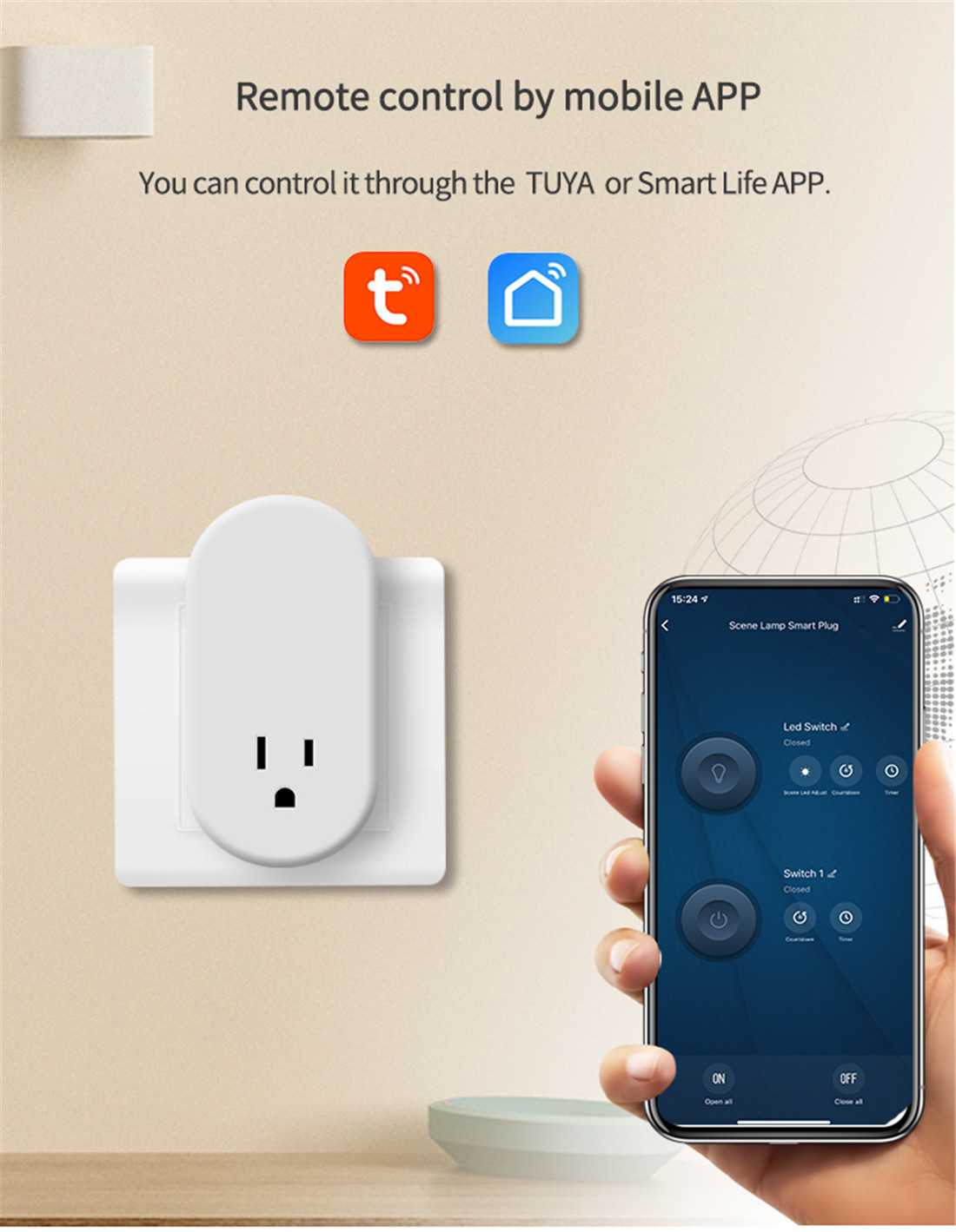 GDKES Wi-Fi 16A US Smart Plug with Dimmable Night Light