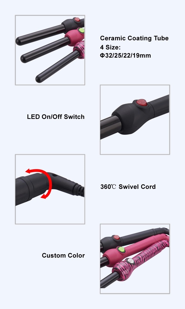 Salon LED Hair Curling Iron Aluminum Plated Curling Iron For Curly Hair