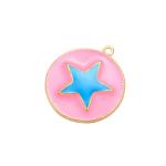 DIY Pentagram Gold Plated Round Pendant Enamel Coin Shape OEM