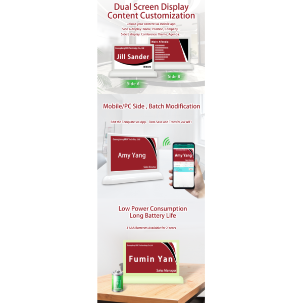 Smart Table Card with Tape Key Key E Ink System for Indoor Paperless Conference Seminar Summit Meeting for OEM & SDK App