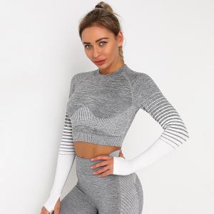 China Step-by-step sports tights, speed training running yoga belly button exposed seamless long sleeves wholesale