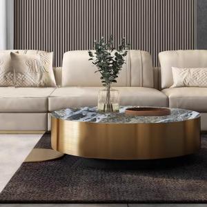 China Opulent Edge Marble Ceramic Coffee Table Brushed Gold 400mm ¢ on sale