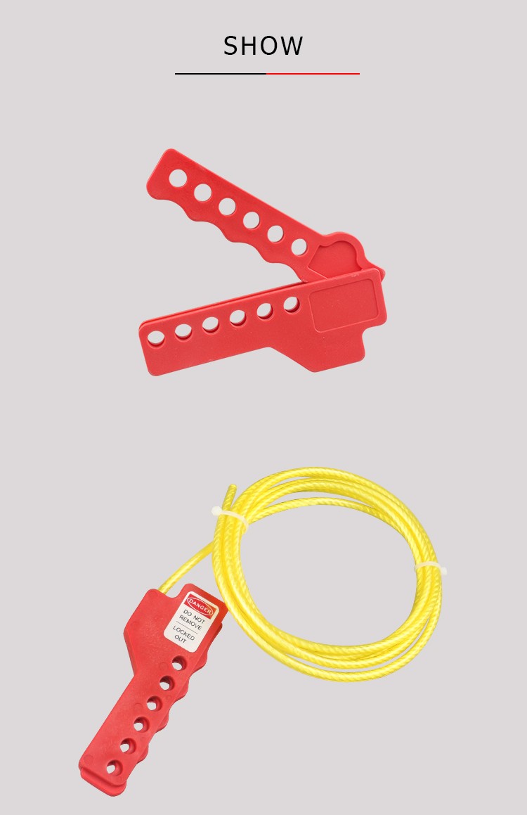 Yellow Adjustable Cable Lockout Impact Resistant Lock Handle Rotatable