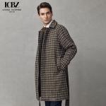Customized Logo Printing British Style Houndstooth Woolen Coat for Business