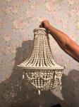Vintage White Wood beaded chandelier for the kitchen foyer chandelier(WH-CI-149)