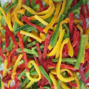 China Typical Taste IQF Frozen Vegetables , Quick Frozen Mixed Bell Pepper Strips wholesale
