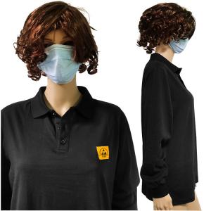 China Cleanroom Washable Anti Static Polo Shirts Long Sleeve PLUS Sizes wholesale