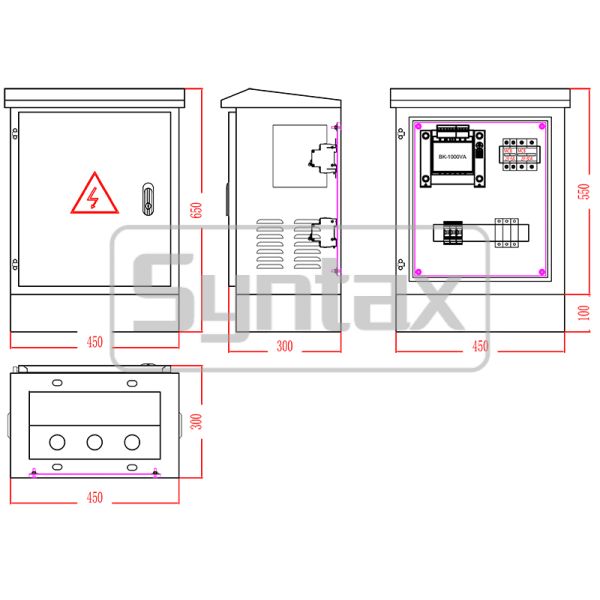 Syntax Three Phase Portable Distribution Box with IP66 Protection 220v/12v Step-down Transformer and 1kVA Capacity