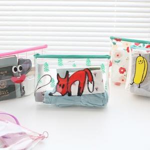 China Carton Printing PVC Zipper Bag , Transparent Travel Cosmetic Makeup Bag wholesale