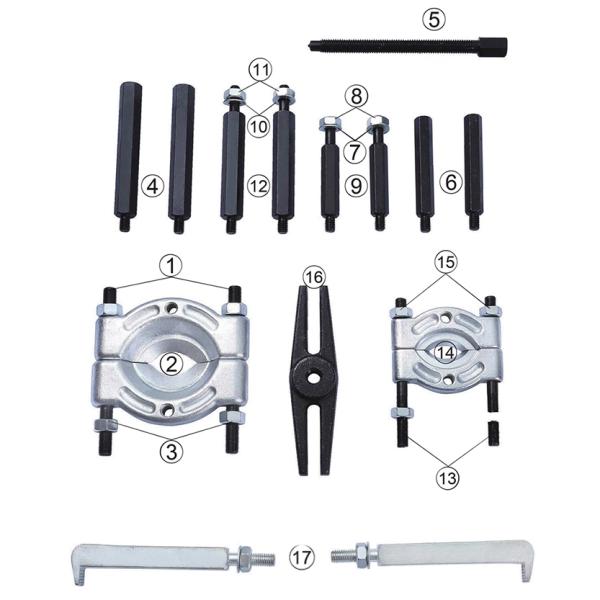 14Pcs Bar Type Long Jaw Wheel Bearing Hub Puller Tool