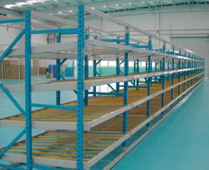 China Pallet Flow Rack Storage Carton Shelf Gravity Installed By Declining Steel Strip wholesale