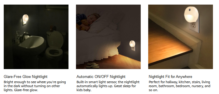 Warm White 0.5W AC120V Plug In Motion Sensor Light For Kids Energy Efficient
