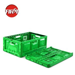 China Heavy Duty Plastic Mesh Box Moving Vegetable Basket Farm 600x400x52mm Folding wholesale