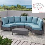 Round Swimming Pool Sofa Unfolded Rattan Sofa Outdoor Black