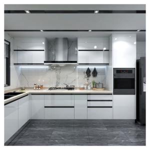 China Waterproof Fireproof Customized Design Full Furniture Modern Glossy Kitchen Cabinets for Apartment wholesale