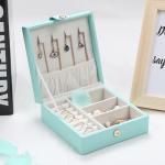 Square Custom Printed Display Boxes For Luxury PU Leather Jewelry Set Arts And