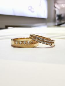 China Gift Party Two Diamonds Layers 8.5g Personalized Couple Rings wholesale