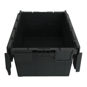 China Clear Waterproof Logistic Storage Plastic Storage Box with Hinged Lid and Customized Logo wholesale