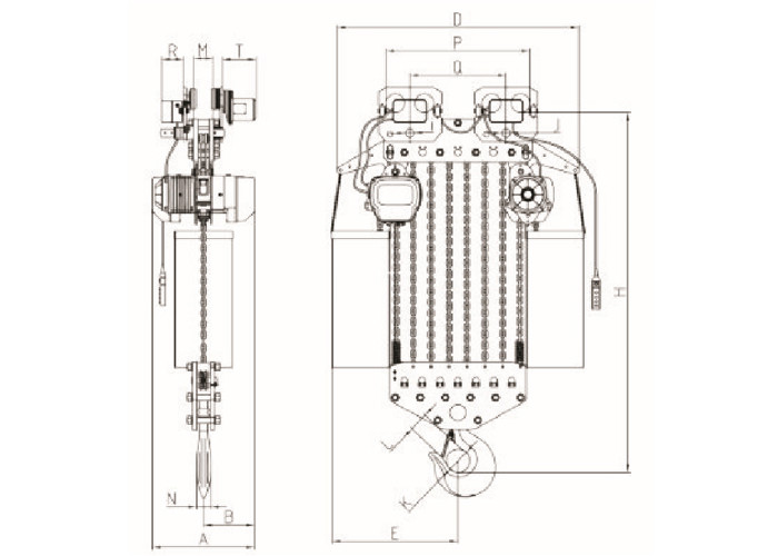 Standard Headroom Electric Chain Hoist 25 Ton Capacity With Electric Trolley