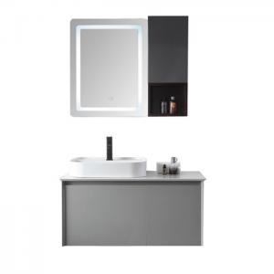 China Warm Grey Customized Bathroom Cabinets LED Light Mirror 40 Inch Bath Vanity wholesale