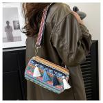 FASHION CHINESE NATIONAL STYLE WIDE SHOULDER STRAP PILLOW BAG CROSSBODY BAG