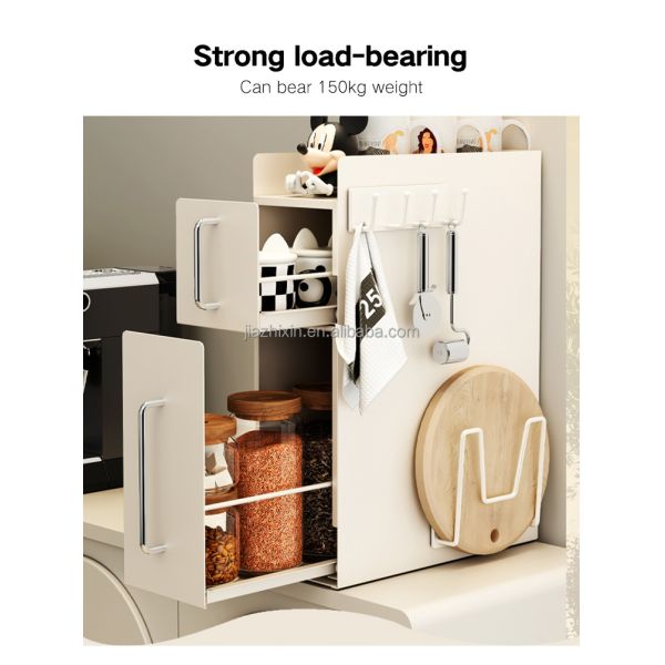 Kitchen Storage Dustproof Cabinet Double-layer Seasoning with Door Can Be Pulled Out Magnetic Spice Rack Set Organizer