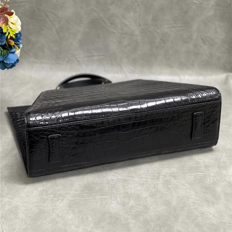 Authentic Crocodile Belly Skin OL Lady Large Working Purse Female Handbag Genuine Alligator Leather Women Shoulder Bag