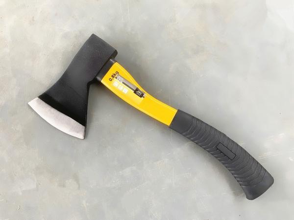 800G Size Forged Carbon Steel Axe With Yellow Color Fiberglass Handle (XL0134