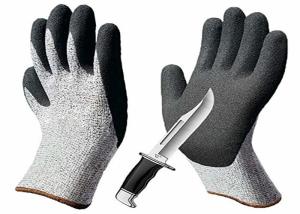 China Black / Gray Sandy Nitrile Coated Hand Gloves Abrasion Resistant HPPE Liner wholesale