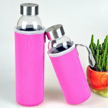 New Design Glass Water Bottles with Cover 280ml 550ml, Various Designs are