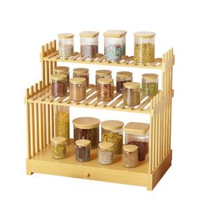 China Organize Your Kitchen Countertop in Style with 3-Tier Bamboo Standing Spice Rack wholesale