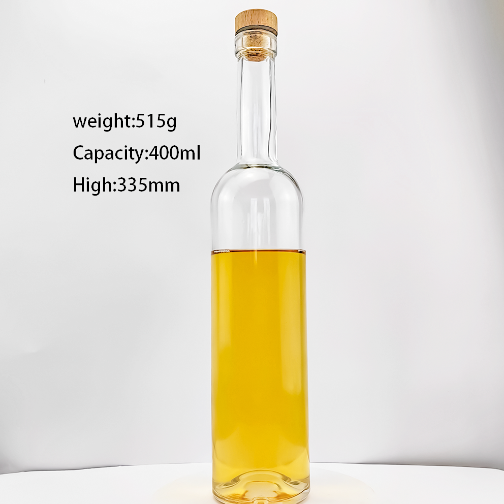 Glass Products Slim Wine Bottle with Cork and Collar Material Made in Shandong