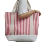 Large Market Shopping Shoulder Bag Striped Tote Bag Canvas Ideal for Business