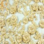 High End Pure Hand Embroidery Lace 135cm Width 3D Beaded Lace Applique