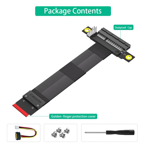M.2 NGFF to PCIe 3.0 X4 Extension Cable 20cm Black