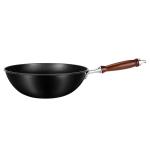 Family 32cm Stir Frying Pan Traditional Carbon Steel Wok 2.35kg With Wooden