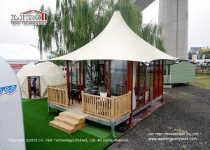 China High Peak 5m Width 2 People Luxury Glamping Tents With Wooden Flooring System wholesale