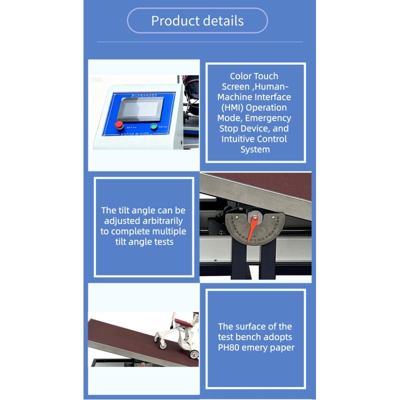 Electrically Adjustable Tilt Stability Test Bench for Baby Strollers ISO Compliant Baby Stroller Stability & Durability Tester
