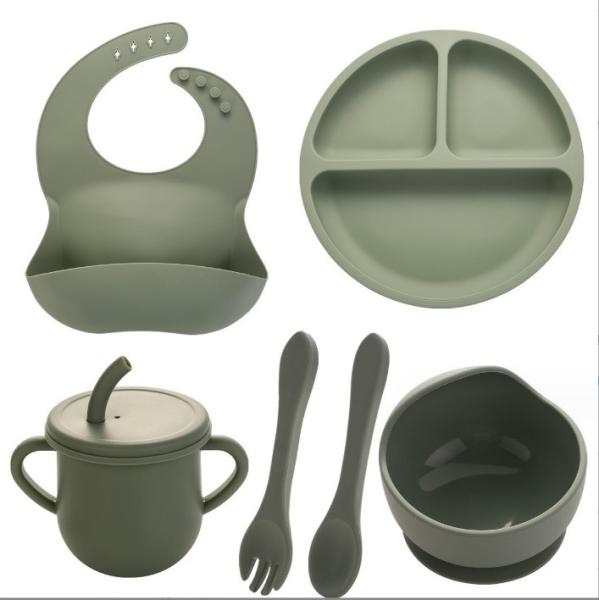 Silicone Feeding Set Food Grade Baby Silicone Tableware Set for Toddler Children