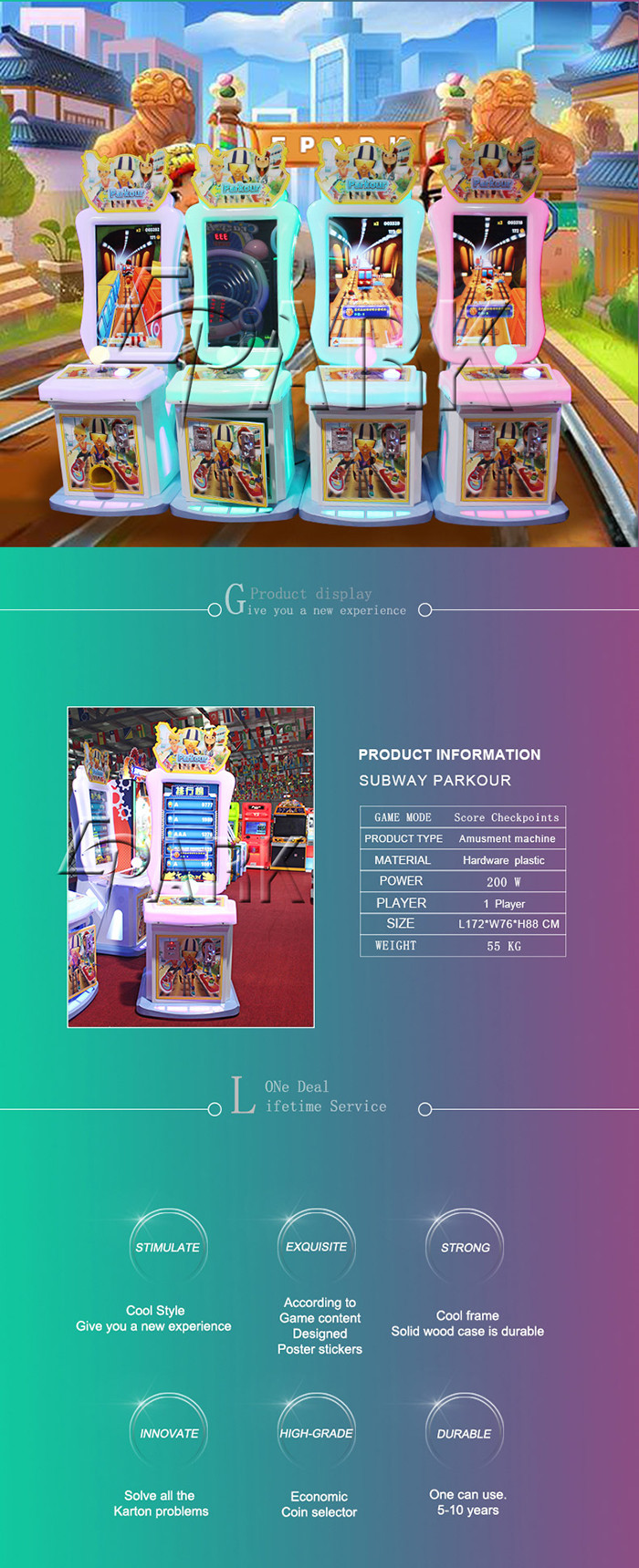 Parkour Amusement Arcade Kids Racing Video Game Machine / Entertainment Equipment