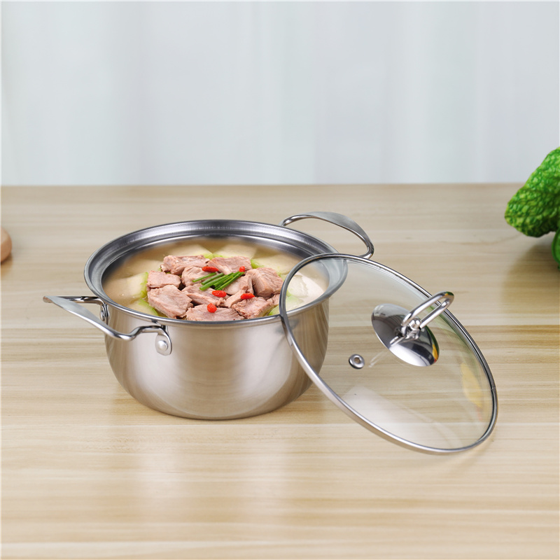 Glass Lid Stainless Steel 410 Cookware Set 12pcs Steamer Food Cooking Soup Pot