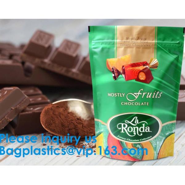 Custom Print Biodegradable Foil Packaging Soft Zipper Stand Up Bottom Gusset Plastic Drinking Pouches Bags With Straws