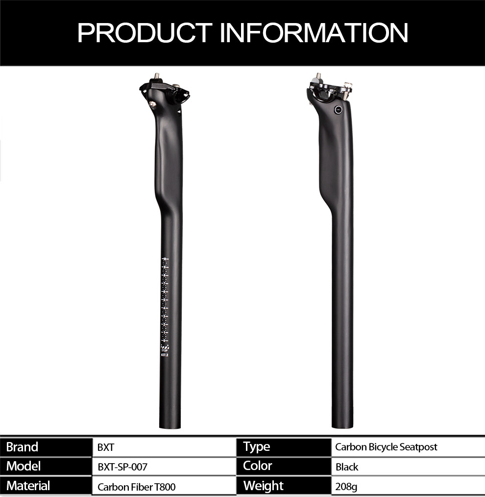 Aero Designed Carbon Fiber T1000 3K Weave Mountain Road Bike Seat Post Tube