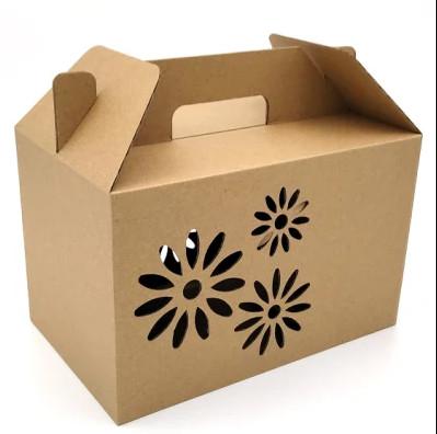 Recycled Corrugated Packaging Box Brown Kraft Hollow Carved Design Gift