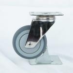 4 Inch Swivel Soft Wheel Casters Grey TPR Stainless Steel Caster Wheels Silent