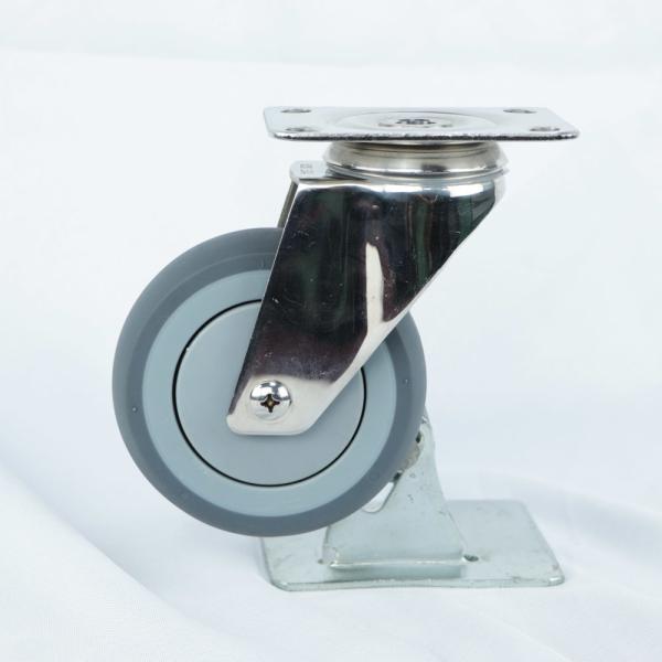 4 Inch Swivel Soft Wheel Casters Grey TPR Stainless Steel Caster Wheels Silent