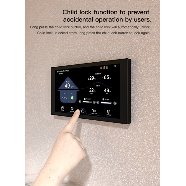 ERV/ HRV Heat Recovery Ventilation System LCD Color Screen Smart Controller Fresh Air Exchanger Fan Speed Controller