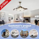 230v Retractable Invisible Ceiling Fan With led Light Retro Pure Copper