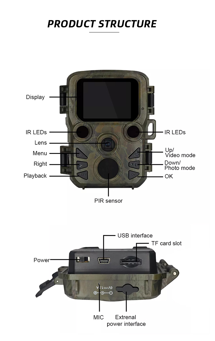 H5812 Trail Camera 0.2 Trigerring Time Lapse Hunting Camera Outdoor Solar Panel Stealth Cameras